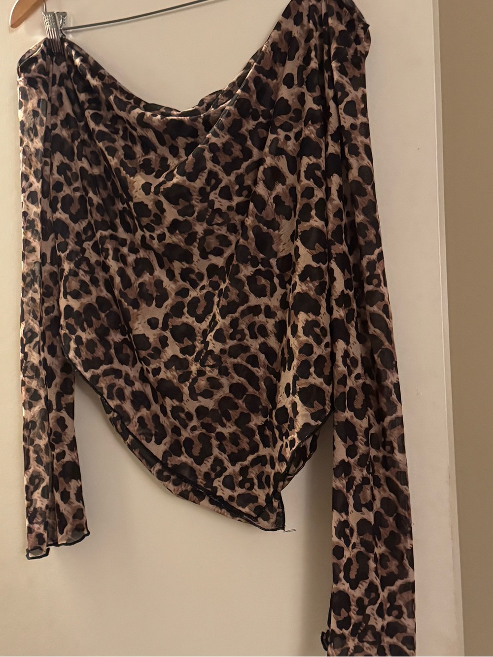 SHEIN Leopard Print Long Sleeve Blouse - Brown & Black